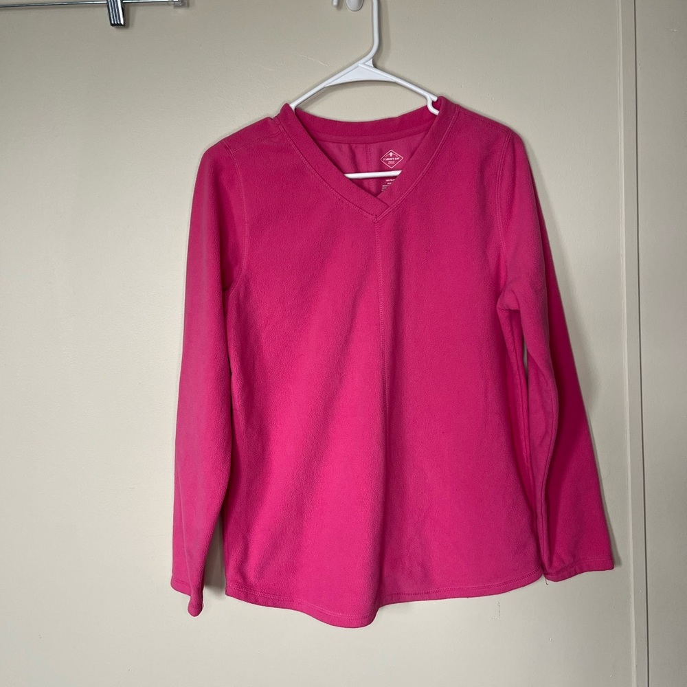 Bright Pink V-Neck Long Sleeve Top